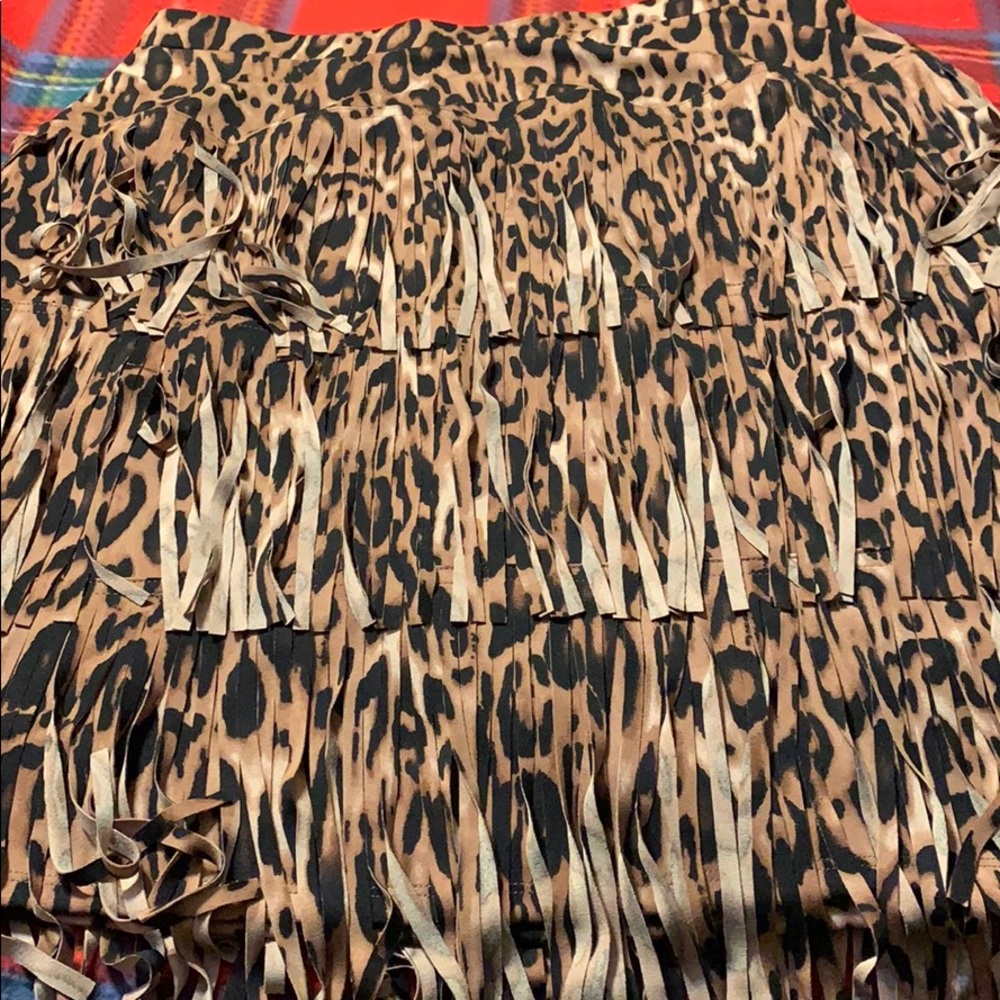 Perfect Chico’s animal pattern fringe skirt-1/8